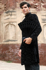 Black velvet sherwani